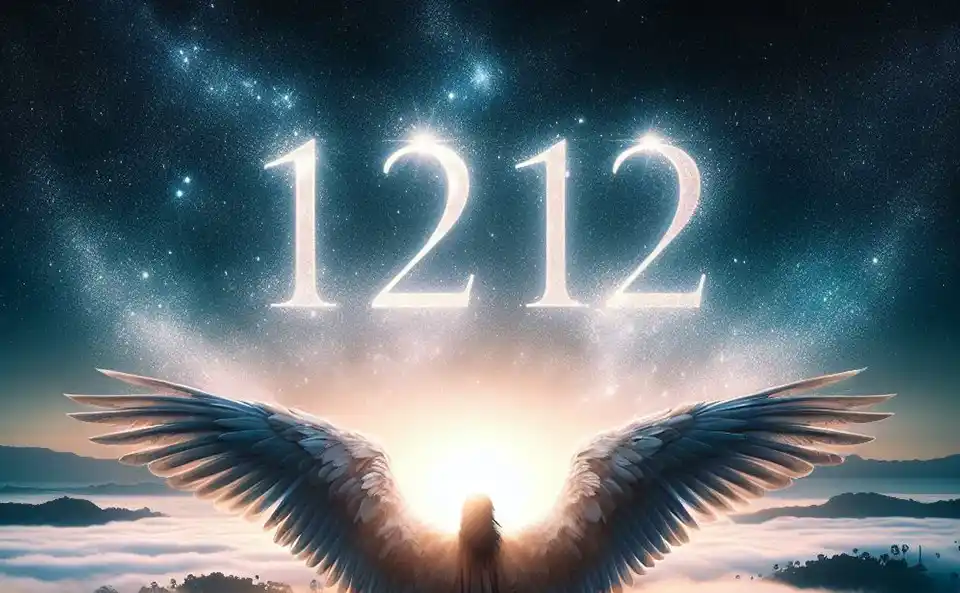 Paisaje sereno con el número 1212 simbolizando la iluminación espiritual