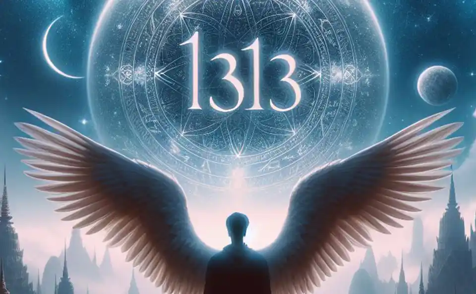 Numero Angelico 1313 con angeli e elementi celestiali