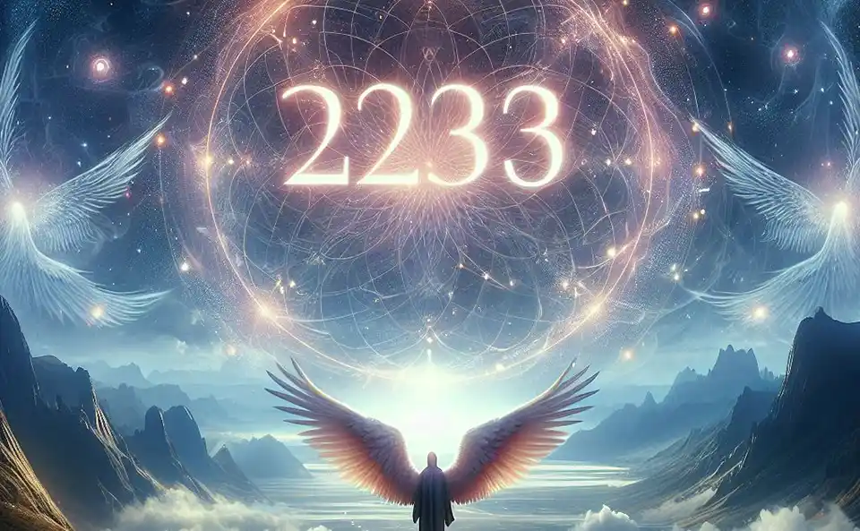 Carta del número de ángel 2233 mostrando la armonía y transformación espiritual