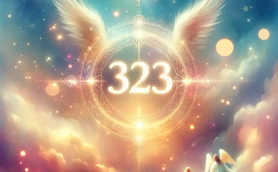 Número de ángel 323 en un ambiente celestial y pacífico