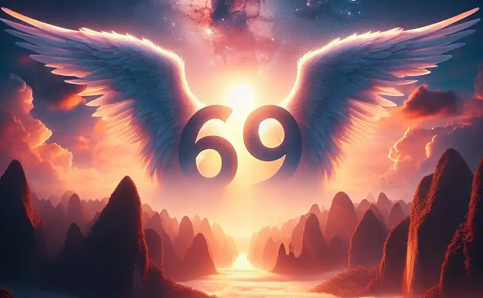 Rappresentazione artistica e astratta del numero 69 nella numerologia