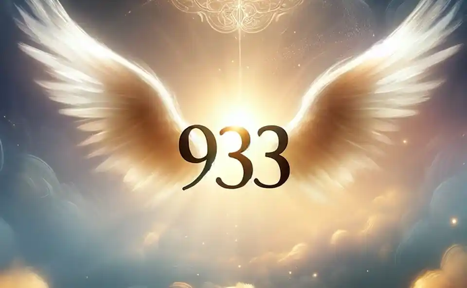 Rappresentazione artistica del numero angelico 933 in un ambiente spirituale e pacifico